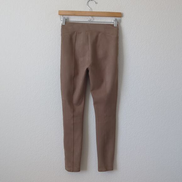 Spanx Womens Pants XS Faux Suede Piping Ankle Leggings Brown Caramel - Picture 4 of 6